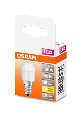 Ampoule LED E14 tube T26 dépolie 20W=200 lumens blanc chaud OSRAM