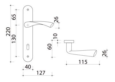 Poignée de porte Léa ensemble entraxe 195 mm aluminium mat à clé par 2 ALPERTEC