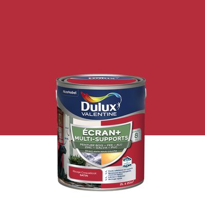 Peinture Ecran+ Multi-supports Dulux Valentine Satin Rouge Coquelicot 2 L