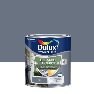 Peinture Ecran+ Multi-supports Dulux Valentine Satin Titane 0,5 L