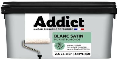 Peinture murs et plafonds blanc satin 2,5 l ADDICT