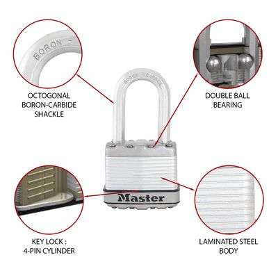 Cadenas à clé largeur 45 mm haute sécurité Excell® en acier MASTER LOCK