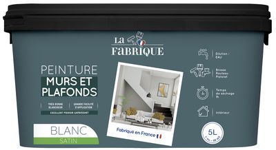 Peinture murs et plafonds blanc satin 5 l LA FABRIQUE