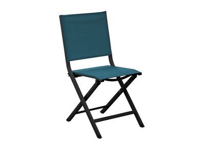 Chaise de jardin pliante Théma graphite/bleue PROLOISIRS