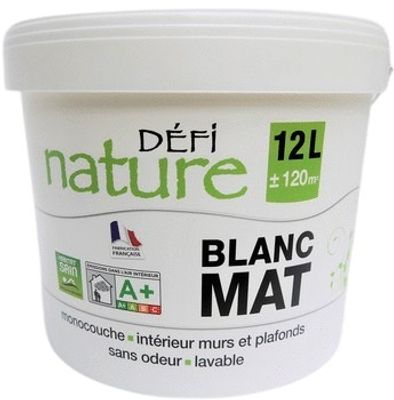 Peinture naturelle monocouche blanc mat 12 l - DEFI NATURE