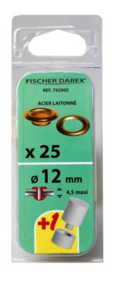 OEillets diamètre 12 mm acier laitonné par 25