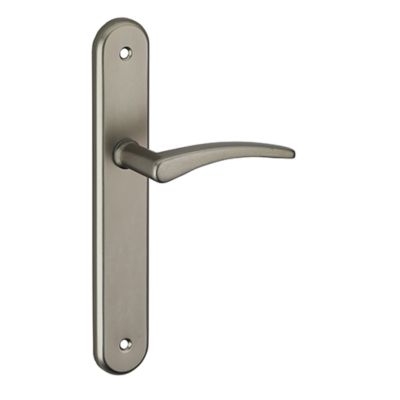 Ensemble poignée de porte Vesta nickel satiné 195 mm à bec de canne