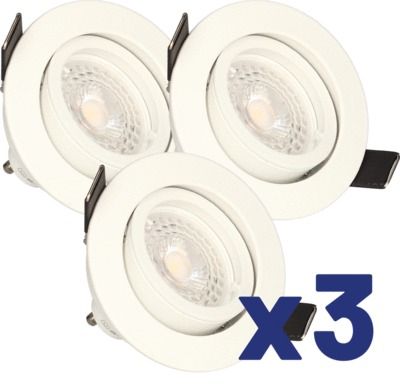 Lot de 3 spots encastrables GU10 orientable blanc 380 lumens 2700K - SAPHYR ARLUX