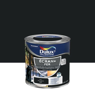 Peinture Ecran+ Fer  Mat Noir Mat 0,25 L - DULUX VALENTINE