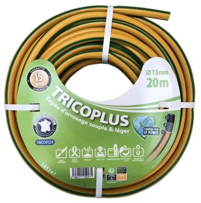 Tuyau d'arrosage tricoplus diamètre 15 mm L 20 m HOZELOCK