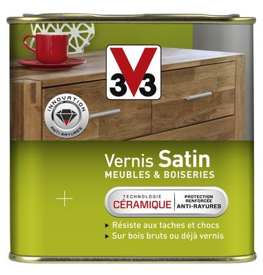 Vernis satin meubles et boiseries chêne clair 0,5 l. V33