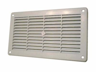 Grille plastique à visser 250 x 100 mm blanche à moustiquaire