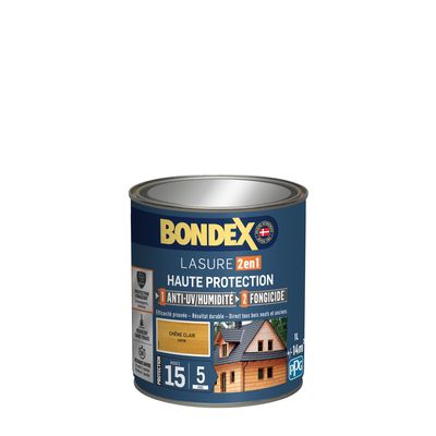 Lasure 2 en 1 haute protection 5 ans chêne clair 1 l BONDEX