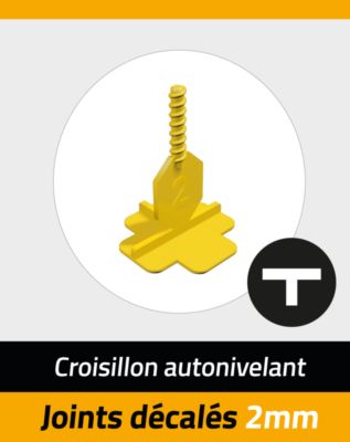 Croisillons de carrelage autonivelants en T 2 mm jaune sachet de 100 PAVILIFT