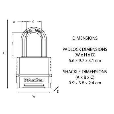 Cadenas à combinaison largeur 56 mm Excell® en zinc MASTER LOCK