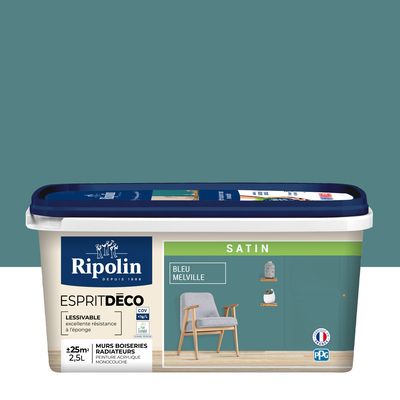 Peinture Intérieure Couleur - Satin - 2,5L - Bleu Melville - RIPOLIN