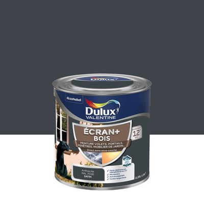 Peinture Ecran+ Bois  Satin Gris Anthracite 0,25 L - DULUX VALENTINE