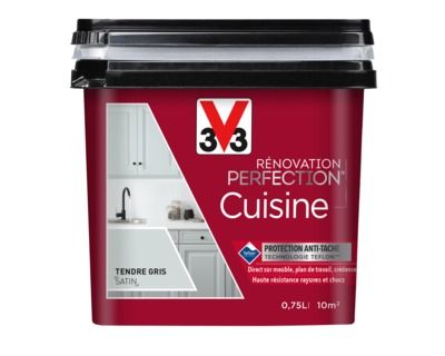 Peinture de rénovation cuisine finition satinée tendre gris 750 ml V33