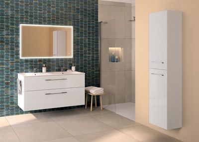 Meuble de salle de bains blanc brillant L 130 cm Selva GEBERIT