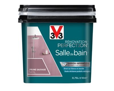 Peinture de rénovation pour salle de bains finition satinée prune sauvage 750 ml V33