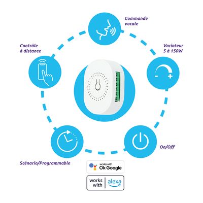 Module switch 16A WIFI avec variateur pour éclairage SEDEA