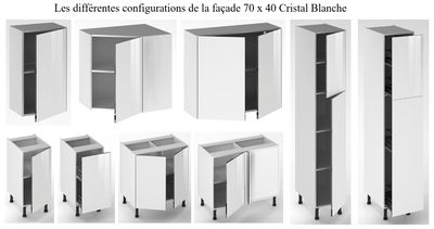 Façade pour meuble de cuisine Cristal blanche 70 x 40 cm OFITRES