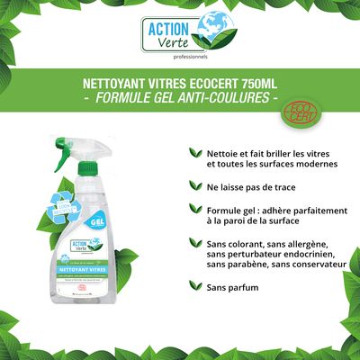 Nettoyant vitre ECOCERT gel 750ml - ACTION VERTE