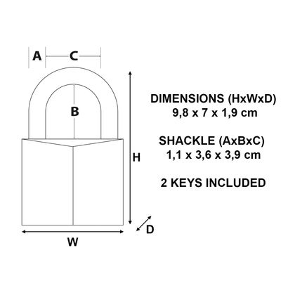 Cadenas à clés largeur 70 mm en laiton MASTER LOCK