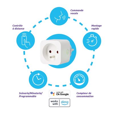 Prise intelligente et connectée Wi-fi avec suivi de consommation électrique SEDEA