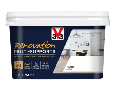 Peinture de rénovation multisupports finition satinée blanc 2 l V33