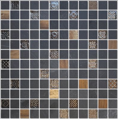 Mosaïque murale carrés format mini Malla Bamboo noir 30 x 30 cm DISTRIMAT