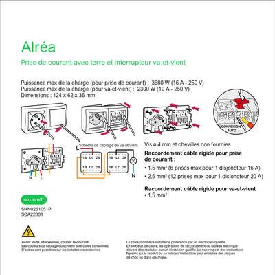 Interrupteur va-et-vient et prise 2 pôles + terre saillie blanc - Alréa SCHNEIDER ELECTRIC