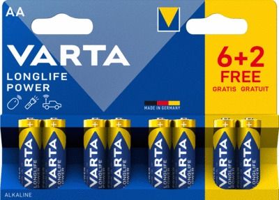 Piles alcalines LR06 AA par 8 dont 2 gratuites - VARTA