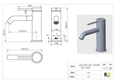 Robinet de salle de bain Noir Lollipop - ESSEBAGNO