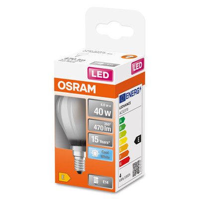 Ampoule LED E14 dépolie 4W=470 lumens blanc neutre OSRAM