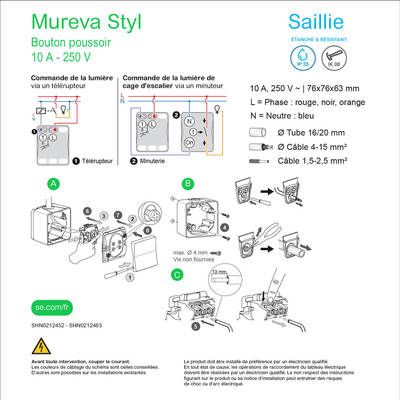 Bouton poussoir étanche IP55 en saillie blanc - Mureva Styl SCHNEIDER ELECTRIC