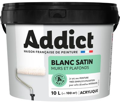 Peinture murs et plafonds blanc satin 10 l ADDICT