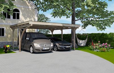 Carport double -  616 avec arc - 500 x 500 cm Livraison gratuite domicile WEKA