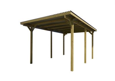 Carport simple -  606 Imprégné - 300 x 500 cm - toit PVC Livraison gratuite domicile WEKA