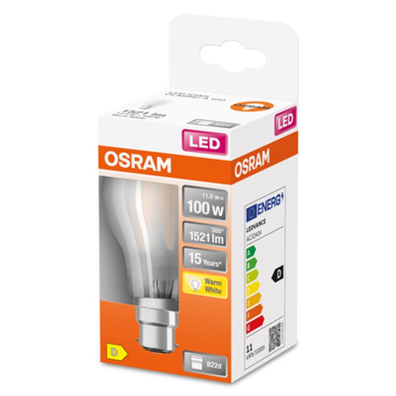 Ampoule LED Standard Dépolie 10 W = 1521 Lumens B22 Blanc Chaud OSRAM ...