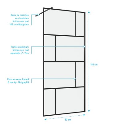 Paroi de douche Bricks 90x195 cm AURLANE