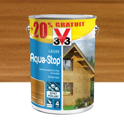 Lasure bois Aqua-Stop® protection intérieure et extérieure chêne doré 5 l + 20 % V33
