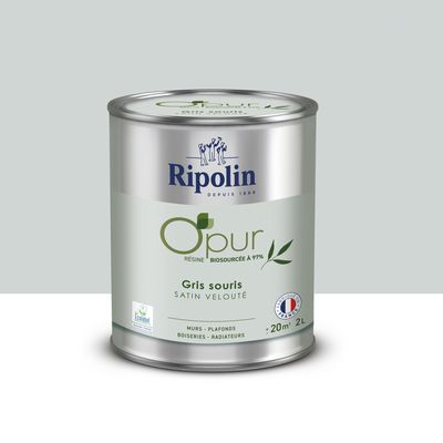 Peinture O'PUR Satin GRIS SOURIS 2L - RIPOLIN