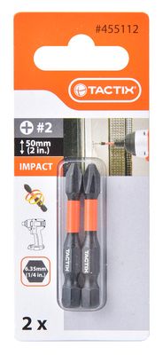 Embouts de vissage Impact Philips diamètre 2 x L50 mm Chantier par 2 TACTIX