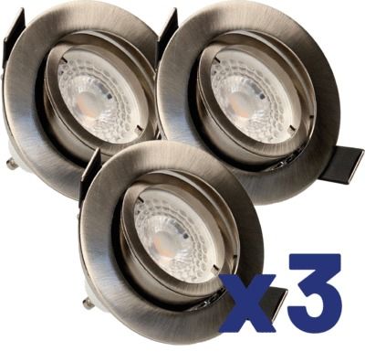 Lot de 3 spots encastrables GU10 orientable acier 380 lumens 4000K - SAPHYR ARLUX