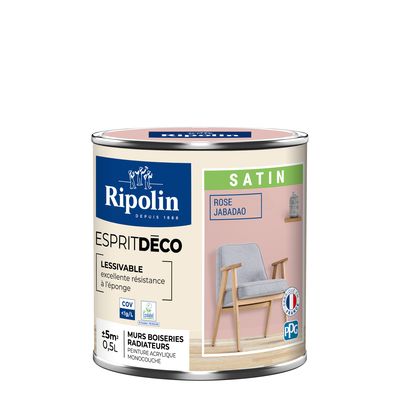 Peinture Intérieure Couleur - Satin - 0,5L - Rose Jabadao - RIPOLIN