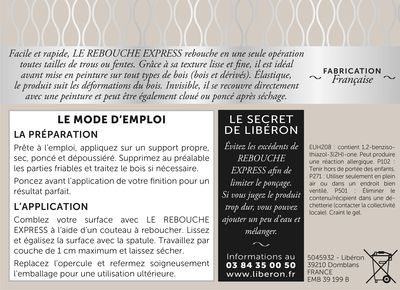 Rebouche express blanc 500 ml LIBERON