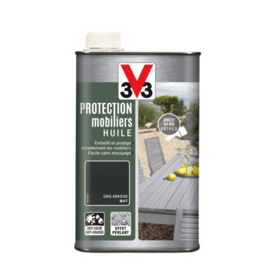 Huile de protection pour mobilier en bois extérieur gris ardoise 1 l V33