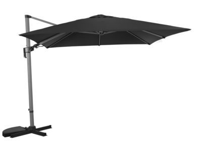 Parasol déporté 3x3 m gris avec mat imitation bois orientable inclinable à manivelle PROLOIRS Livraison à domicile