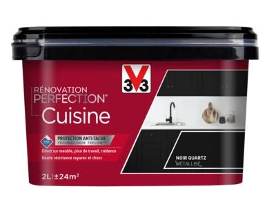 Peinture de rénovation pour cuisine noir quartz finition métallisée 2 l V33